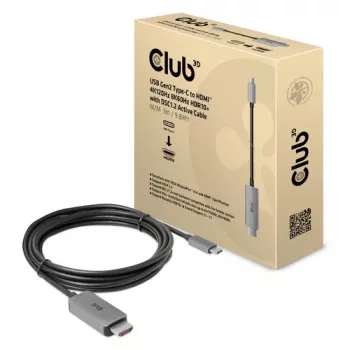 CLUB3D USB Gen2 Type-C uz HDMI 4K120Hz 8K60Hz HDR10 ar DSC1.2 aktīvais kabelis M/M 3m / 9.84ft