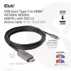 CLUB3D USB Gen2 Type-C uz HDMI 4K120Hz 8K60Hz HDR10 ar DSC1.2 aktīvais kabelis M/M 3m / 9.84ft