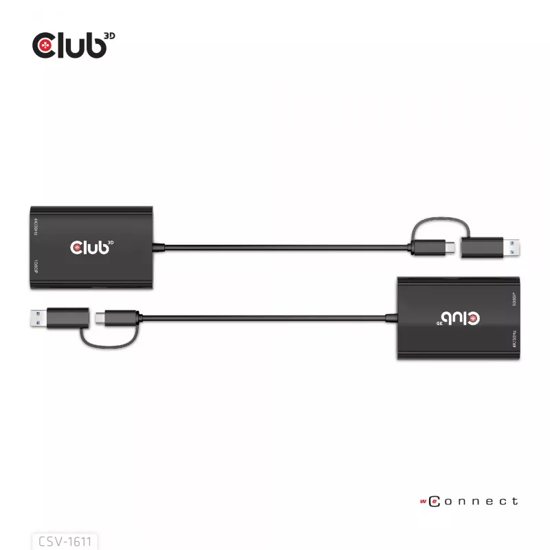 CLUB3D USB Gen1 Type-C/-A uz diviem HDMI (4K/30Hz) / VGA (1080/60Hz)