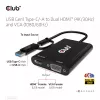 CLUB3D USB Gen1 Type-C/-A uz diviem HDMI (4K/30Hz) / VGA (1080/60Hz)