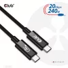 CLUB3D USB4 Gen2x2 Type-C divvirzienu kabelis 4K60Hz, dati 20Gbps, PD 240W(48V/5A) EPR M/M 2m