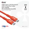 USB-C–USB-C divvirzienu kabelis CLUB3D CAC-1573, USB4 Gen 2x2, 2 m, sarkans, PD līdz 240 W