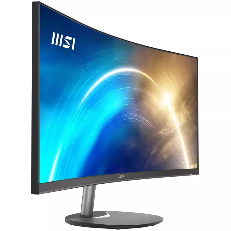 MSI Pro MP341CQ 34 collu izliekts monitors, 1500R, UWQHD (3440 x 1440), 21:9, 100Hz, VA, 4ms, HDMI, VGA, iebūvēti skaļruņi, pretatspīduma, pretmirgošanas, mazāk zilās gaismas, TÜV sertificēts, VESA, Kensington, melns