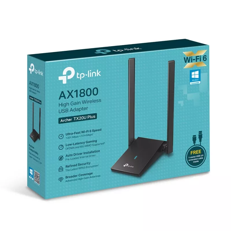 Bezvadu adapteris TP-Link AX1800 divām antenām 2,4GHz 5GHz Wi-Fi 6