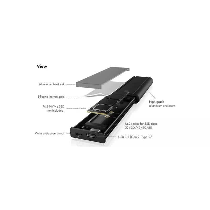 ICY Kaste IB-1807MT-C31 SSD korpuss Melns M.2