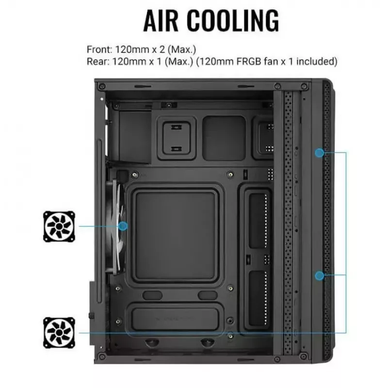 Aerocool Evo Mini RGB Micro ATX Mini Tower korpuss, melns, ar logu