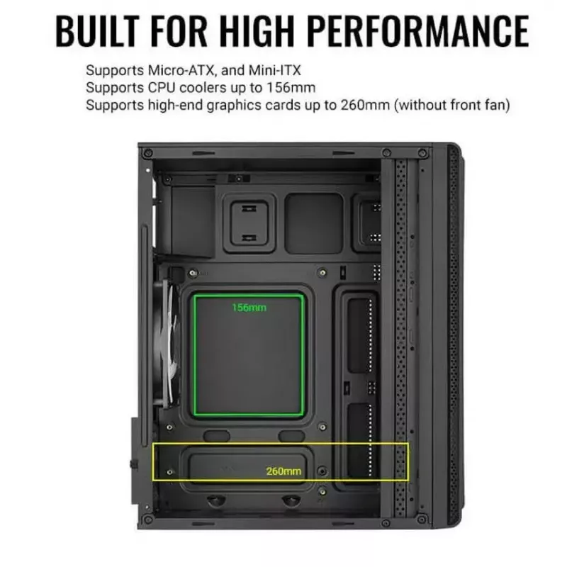 Aerocool Evo Mini RGB Micro ATX Mini Tower korpuss, melns, ar logu