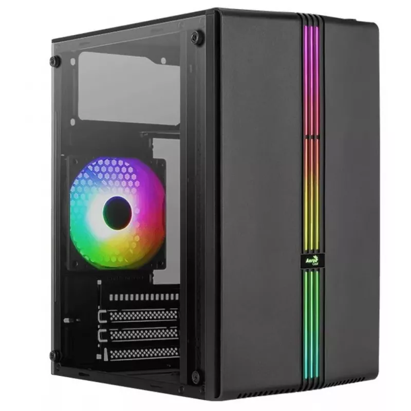 Aerocool Evo Mini RGB Micro ATX Mini Tower korpuss, melns, ar logu