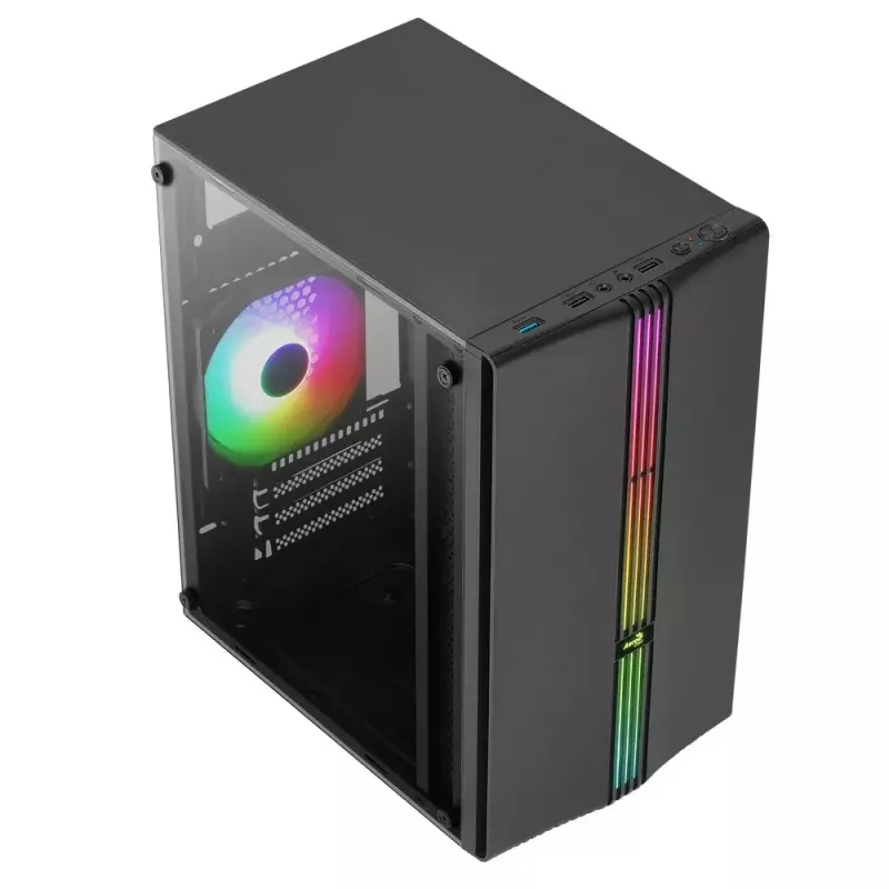 Aerocool Evo Mini RGB Micro ATX Mini Tower korpuss, melns, ar logu