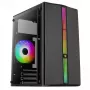 PC case AEROCOOL PGS Evo Mini-G (Mini ITX) — Melns, SPCC, sānu logs, zila izgaismošana, atbalsta micro ATX, GPU līdz 26 cm