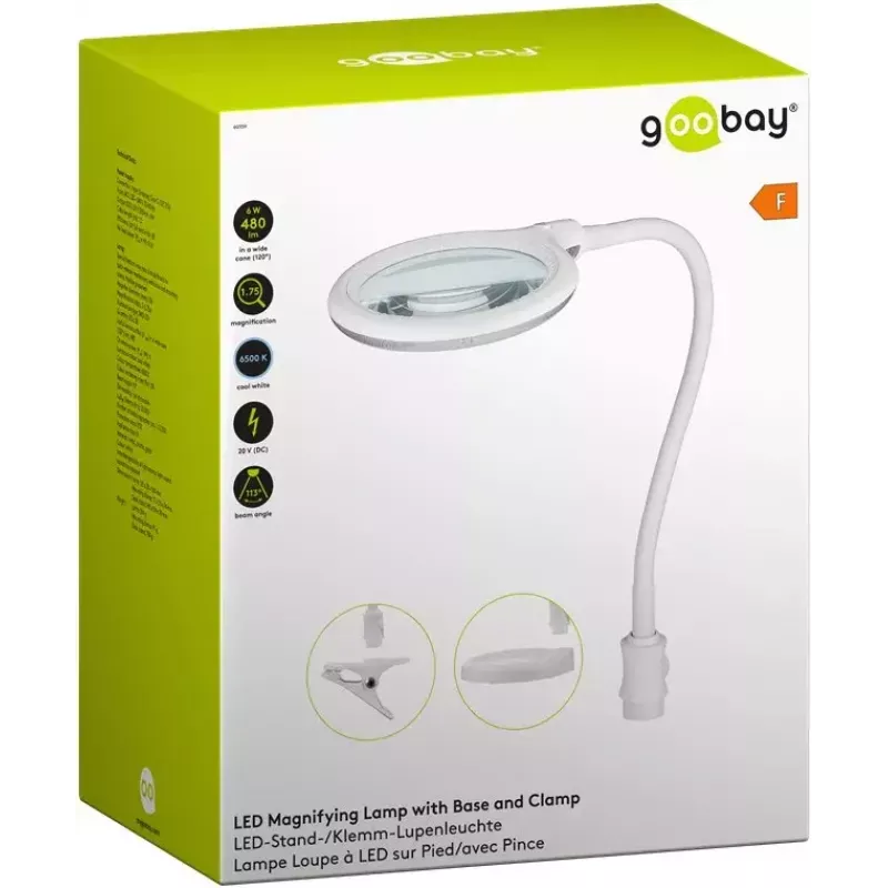 Goobay LED palielināšanas lampa ar pamatni un skavu 6 W, palielinājums 1.75x