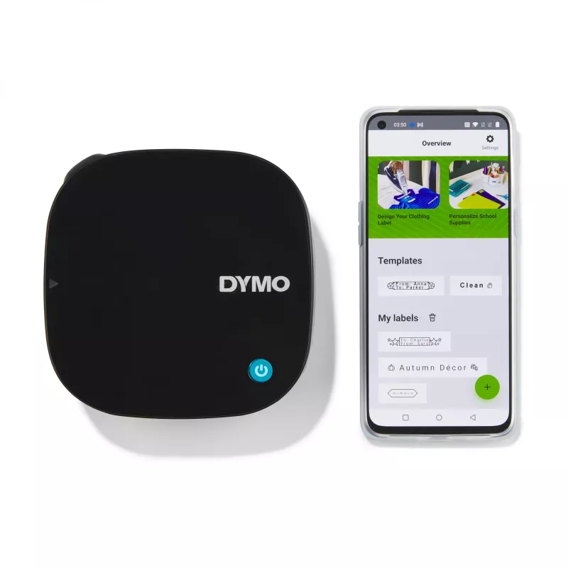 DYMO LetraTag 200B Bluetooth etiķešu printeris | Kompakts etiķešu printeris | Savienojas, izmantojot Bluetooth bezvadu tehnoloģiju, ar iOS un Android | Komplektā 1 balta papīra etiķešu lente | Melns