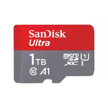 MicroSDXC zibatmiņa SANDISK 1TB UHS‑I U1 A1 Class 10, 150 MB/s, pelēka (iekļauts SD adapteris)