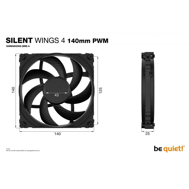 be quiet! SILENT WINGS 4 | 140mm PWM korpusa ventilators 14 cm melns 1 gab.