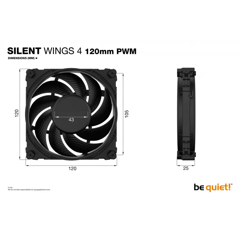 be quiet SILENT WINGS 4 | 120mm PWM Datora korpusa ventilators 12 cm Melns 1 gab.