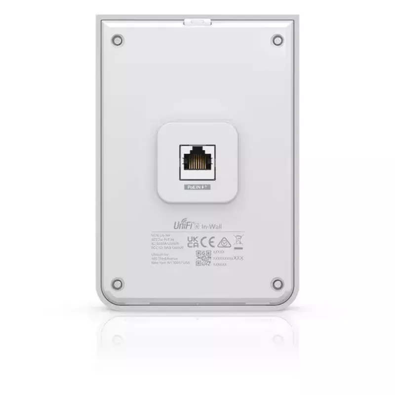 Access Point UBIQUITI Unifi 6 In-Wall U6-IW — dual-band 2.4/5 GHz, 4800 Mbit/s, 5x RJ-45, PoE, balta