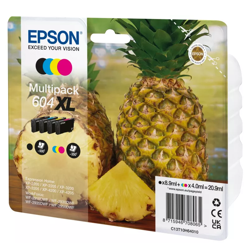 Epson 604XL tintes kasetne 4 gab. Oriģināla Augstas (XL) ietilpības melna, ciāna, fuksīna, dzeltena