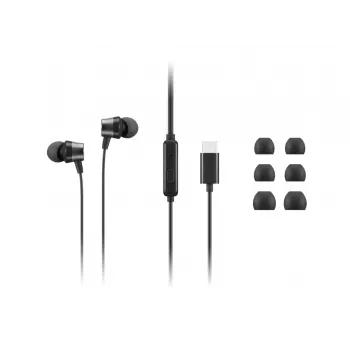 Lenovo 4XD1J77351 austiņas / austiņu un mikrofona komplekts Vadu Ieklausāmās Birojam / zvanu centram USB Type-C Melns