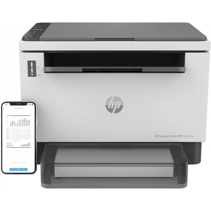 HP LaserJet Tank MFP 2604dw printeris, lāzeris, vienkrāsainā druka, 600 x 600 DPI, A4, tiešā druka, pelēks