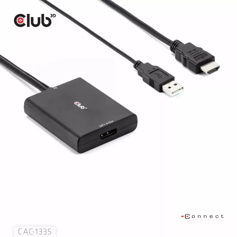 CLUB3D HDMI + Micro USB to DisplayPort™ 4K120Hz vai 8K30Hz M/F aktīvais adapteris