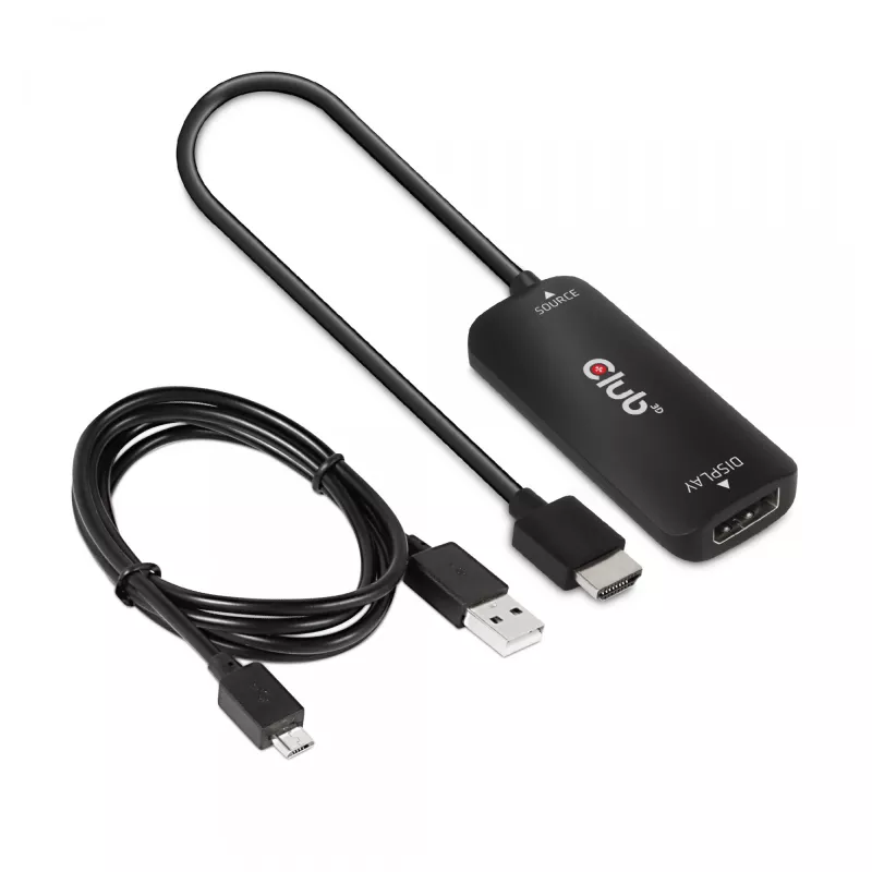 CLUB3D HDMI + Micro USB to DisplayPort™ 4K120Hz vai 8K30Hz M/F aktīvais adapteris