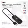 CLUB3D HDMI + Micro USB to DisplayPort™ 4K120Hz vai 8K30Hz M/F aktīvais adapteris