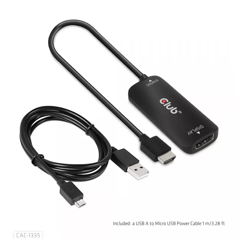 CLUB3D HDMI + Micro USB to DisplayPort™ 4K120Hz vai 8K30Hz M/F aktīvais adapteris