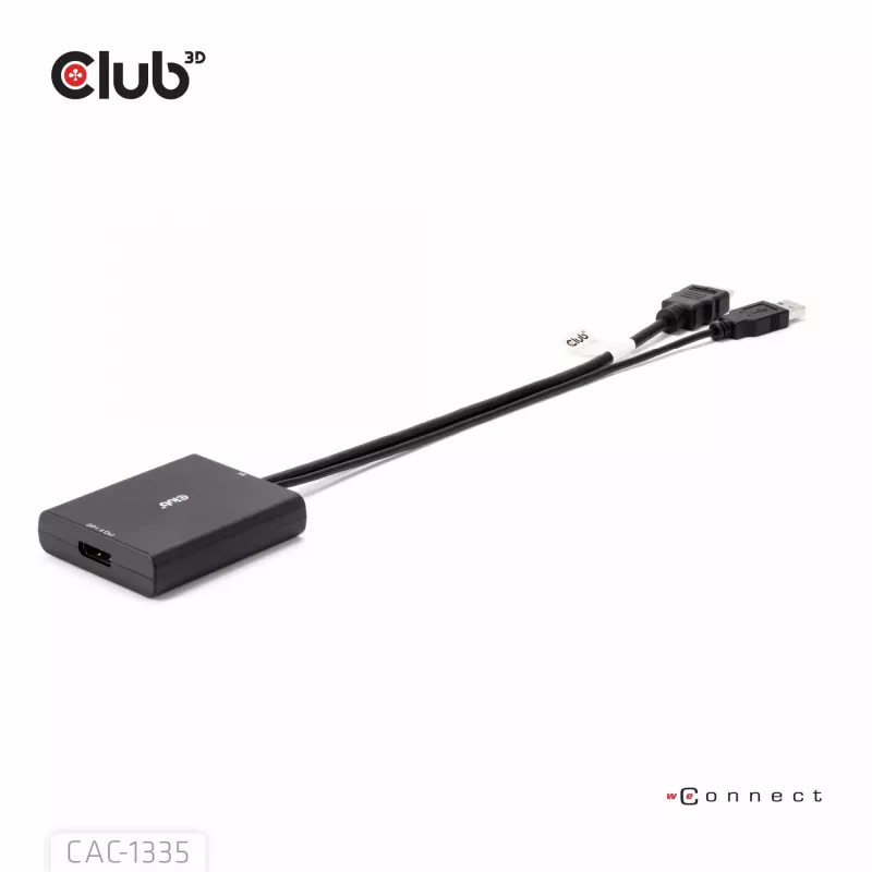 CLUB3D HDMI + Micro USB to DisplayPort™ 4K120Hz vai 8K30Hz M/F aktīvais adapteris