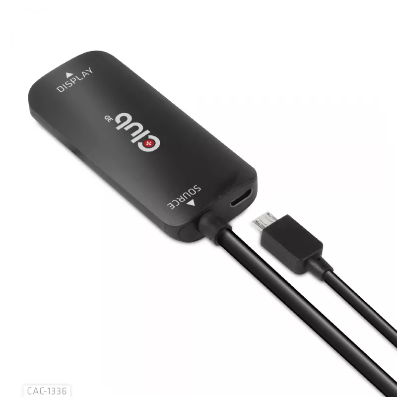 CLUB3D HDMI + Micro USB uz USB Type-C 4K120Hz vai 8K30Hz M/F aktīvais adapteris