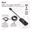 CLUB3D HDMI + Micro USB uz USB Type-C 4K120Hz vai 8K30Hz M/F aktīvais adapteris