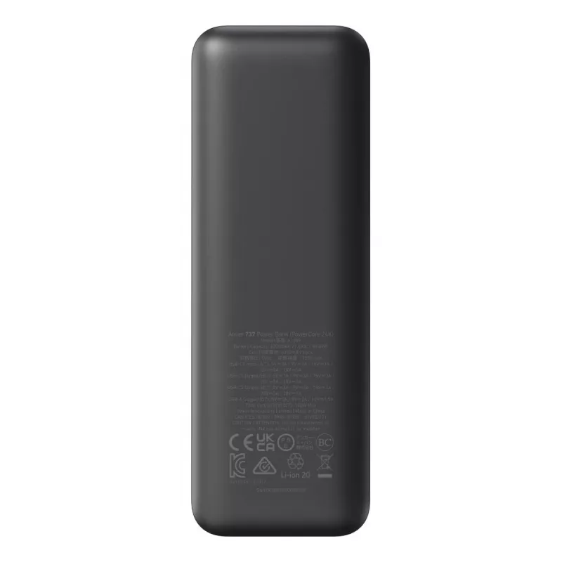 Pārnēsājams lādētājs Anker 737 (A1289011) — 24000 mAh, 140W, 2× USB-C + 1× USB-A, Sudraba/Melns