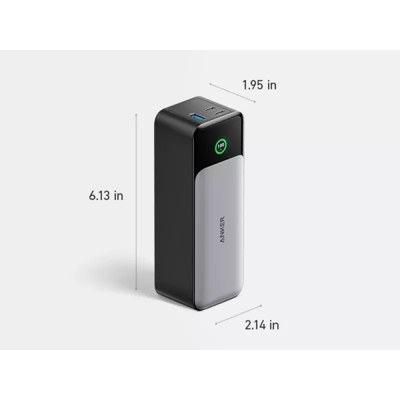 Pārnēsājams lādētājs Anker 737 (A1289011) — 24000 mAh, 140W, 2× USB-C + 1× USB-A, Sudraba/Melns