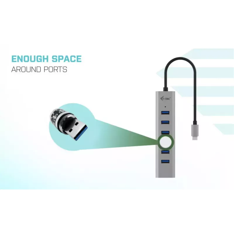 i-tec USB-C uzlādes metāla centrmezgls 7 portu USB 3.2 Gen 1 Type-C Type-A