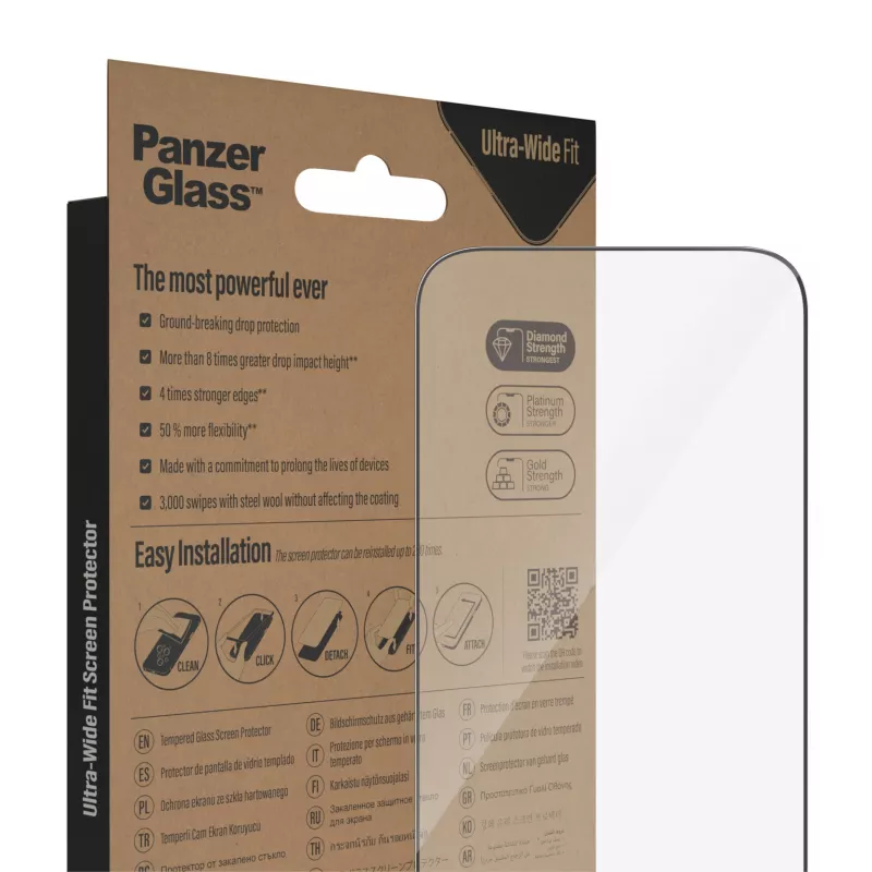 Ekrāna aizsargs PanzerGlass Apple iPhone 14 Pro Ultra-Wide Fit EasyAligner Izturīgs pret skrāpējumiem un triecieniem