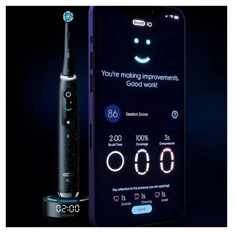 Oral-B iO Series 10 pieaugušo rotējoša-oscillējoša zobu birste Melna