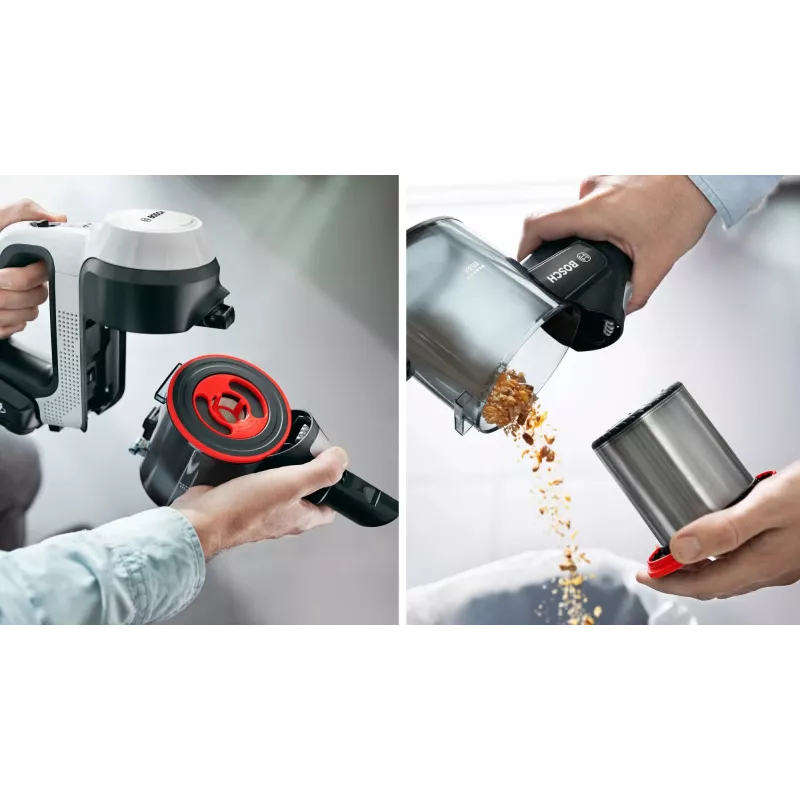 Bosch BCS711XXL bezvadu vertikālais putekļsūcējs/elektriskā slota Akumulators Sausā tīrīšana Bez maisiņa 0.3 L Balts 3 Ah