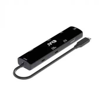 CLUB3D USB4™ Gen3x2 Type-C, 6-in-1 centrmezgls ar HDMI™ 8K60Hz vai 4K120Hz, 2xUSB Typee-A(10G), Ethernet RJ45(2.5G) un 2xUSB Type-C, 1x Data(10G) un 1xPD3.0 uzlāde 100 W