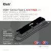 CLUB3D USB4™ Gen3x2 Type-C, 6-in-1 centrmezgls ar HDMI™ 8K60Hz vai 4K120Hz, 2xUSB Typee-A(10G), Ethernet RJ45(2.5G) un 2xUSB Type-C, 1x Data(10G) un 1xPD3.0 uzlāde 100 W