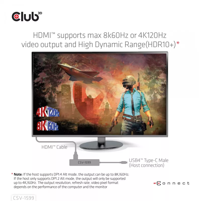 CLUB3D USB4™ Gen3x2 Type-C, 6-in-1 centrmezgls ar HDMI™ 8K60Hz vai 4K120Hz, 2xUSB Typee-A(10G), Ethernet RJ45(2.5G) un 2xUSB Type-C, 1x Data(10G) un 1xPD3.0 uzlāde 100 W