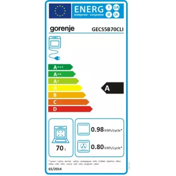 Brīvstāvoša plīts Gorenje GECS5B70CLI, elektriskā keramiskā plīts virsma 4 zonas, 70 L cepeškrāsns, ziloņkaula krāsa, 500 mm platums