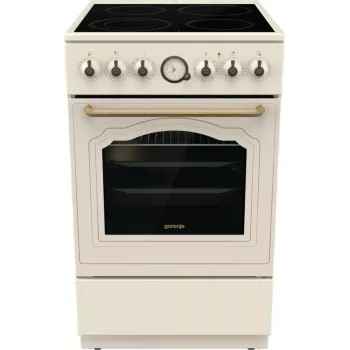 Brīvstāvoša plīts Gorenje GECS5B70CLI, elektriskā keramiskā plīts virsma 4 zonas, 70 L cepeškrāsns, ziloņkaula krāsa, 500 mm platums