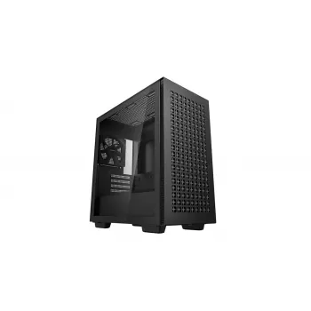 PC korpuss DeepCool CH370 Mini Tower — microATX/Mini‑ITX, rūdīts stikls, atbalsta līdz 32 cm GPU