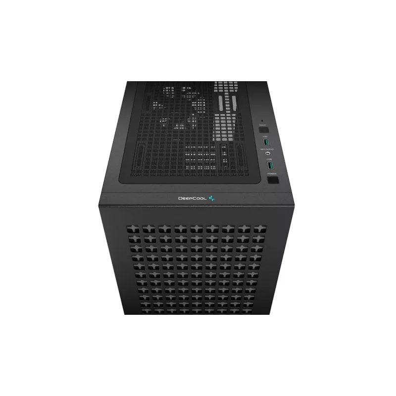 PC korpuss DeepCool CH370 Mini Tower — microATX/Mini‑ITX, rūdīts stikls, atbalsta līdz 32 cm GPU