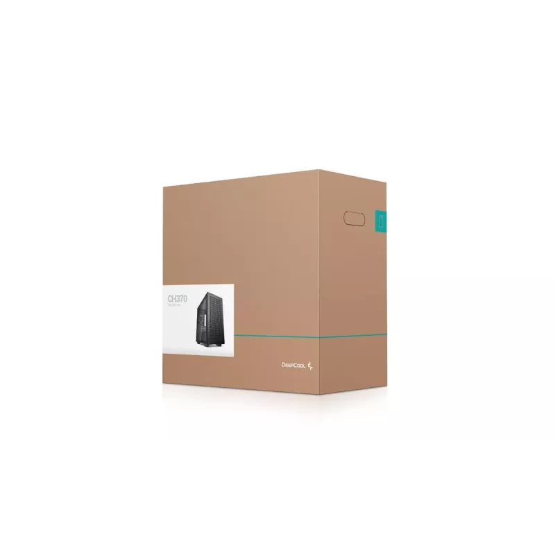 PC korpuss DeepCool CH370 Mini Tower — microATX/Mini‑ITX, rūdīts stikls, atbalsta līdz 32 cm GPU