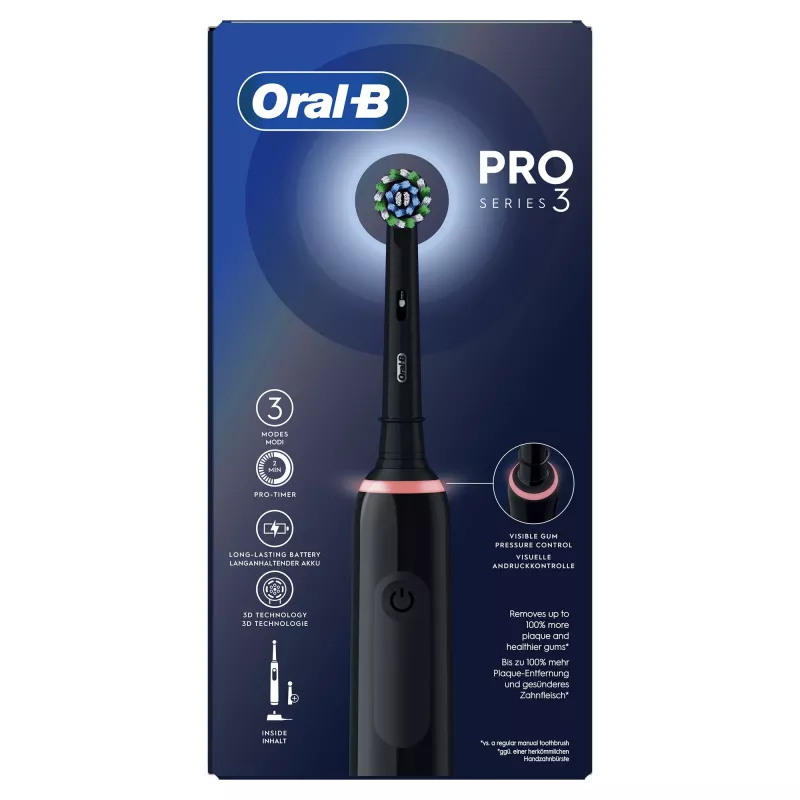 Oral-B Pro 3 Pro3 3000 pieaugušajiem rotējoša-oscilējoša zobu birste melna