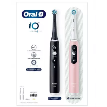 Oral-B iO 6 pieaugušo rotējošā zobu birste melna, rozā