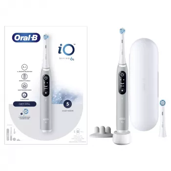 Oral-B iO 6S pieaugušo vibrējošā zobu birste Pelēka, Balta