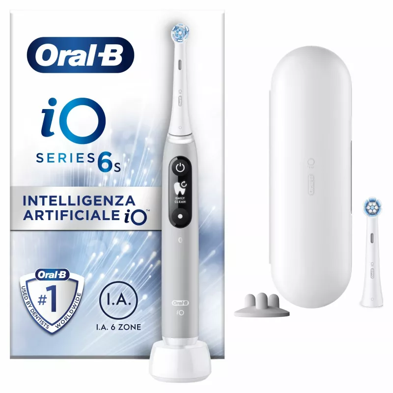 Oral-B iO 6S pieaugušo vibrējošā zobu birste Pelēka, Balta