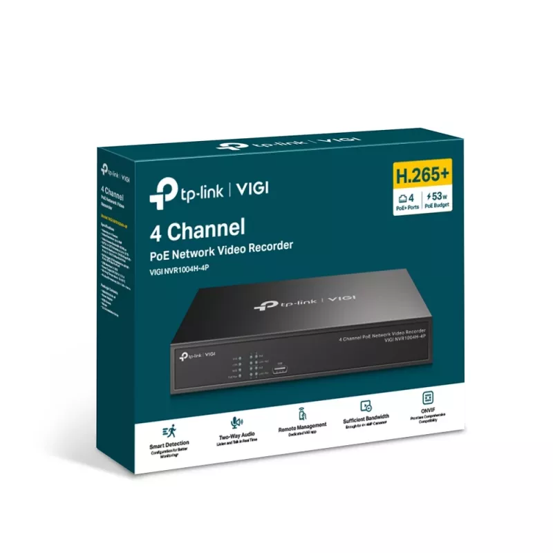 TP-Link VIGI 4 kanālu PoE+ tīkla video reģistrators