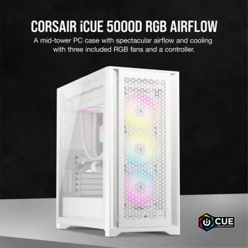 PC korpuss Corsair iCUE 5000D RGB Airflow Midi Tower balts